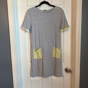 Lisa Todd Grey tshirt dress with yellow pockets